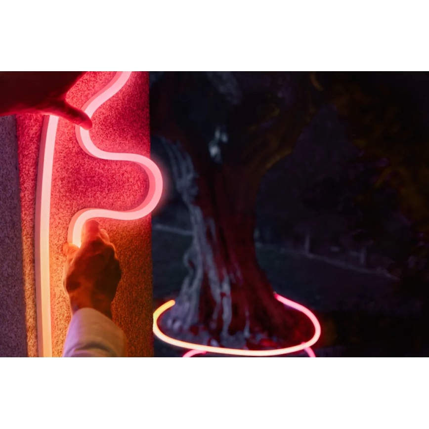 Philips Hue NEON - bandă LED RGBW reglabilă de exterior, 10 m, 30W, 230V, 2200-6500K, IP67