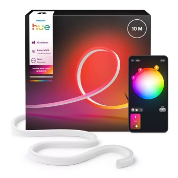 Philips Hue NEON - bandă LED RGBW reglabilă de exterior, 10 m, 30W, 230V, 2200-6500K, IP67