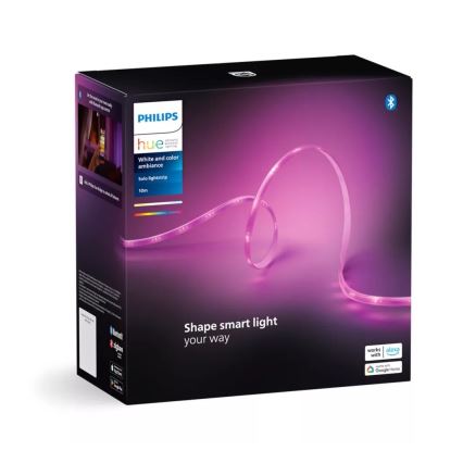 Philips - Hue White and Color Ambiance, bandă LED RGBW dimerizabilă, 10 m, 20 W, 230 V, 2000–6500 K