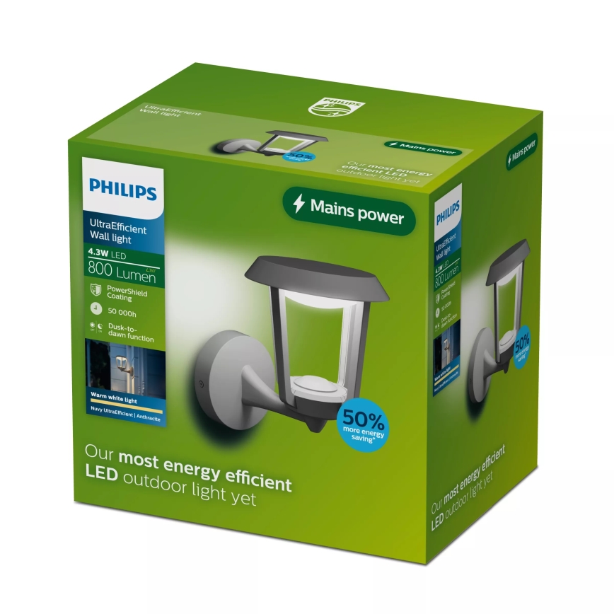 Philips - Lampă de perete pentru exterior NUVY LED/4,3W/230V 2700K IP44