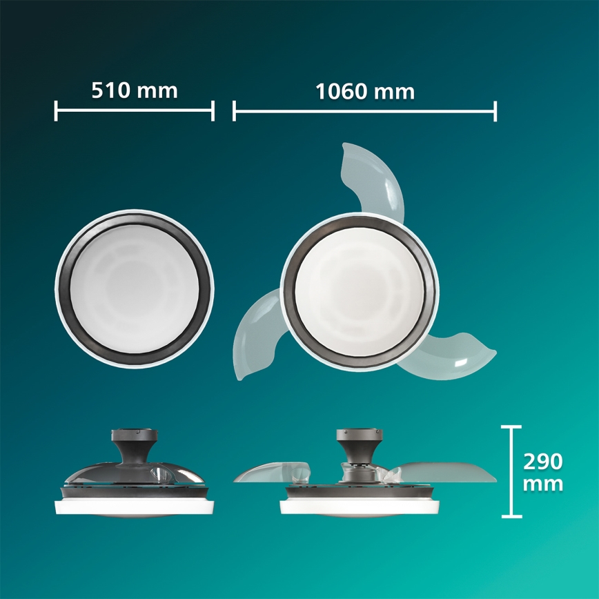 Philips - Plafonieră LED dimabilă cu ventilator BLISS, LED 35 W, 230 V, neagră + telecomandă
