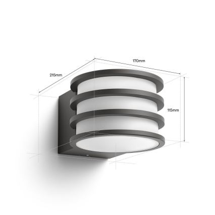 Philips - Aplică LED RGB dimmabilă de exterior Hue LUCCA 1xE27/8,1W/230V 1000-20000K IP44