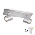 Philips - Lampă spot LED RGBW dimmabilă RUNNER 2xGU10/6,5W/230V 2700-6500K crom mat
