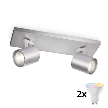 Philips - Lampă spot LED RGBW dimmabilă RUNNER 2xGU10/6,5W/230V 2700-6500K crom mat