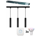 Philips - Lampă suspendată LED RGBW dimabilă, cu cablu, pentru sistem pe șină EASYLINK HUE 3xGU10/4,7W/230V 2200-6500K 1m negru + Hue bridge