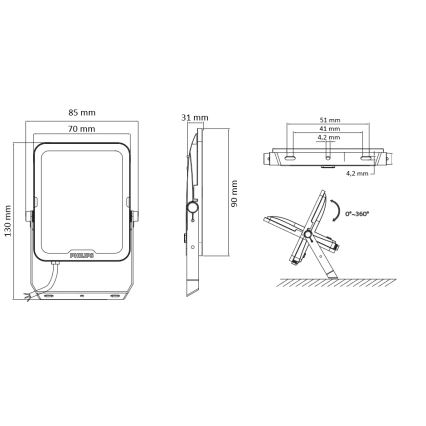 Philips - Proiector LED 10W 230V 3000/4000/6500K IP65