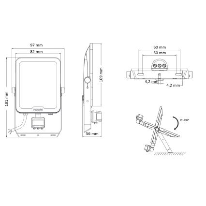 Philips - Proiector LED cu senzor de mișcare și senzor de amurg LEDINAIRE ALL-IN LED/20W/230V 3000/4000/6500K IP65