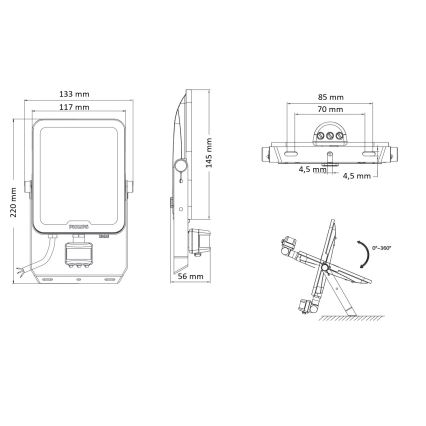 Philips - Proiector LED cu senzor de mișcare și de amurg LEDINAIRE ALL-IN LED/30W/230V 3000/4000/6500K IP65