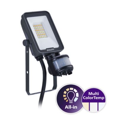Philips - Proiector LED cu senzor de mișcare și de amurg LEDINAIRE ALL-IN LED/10W/230V 3000/4000/6500K IP65