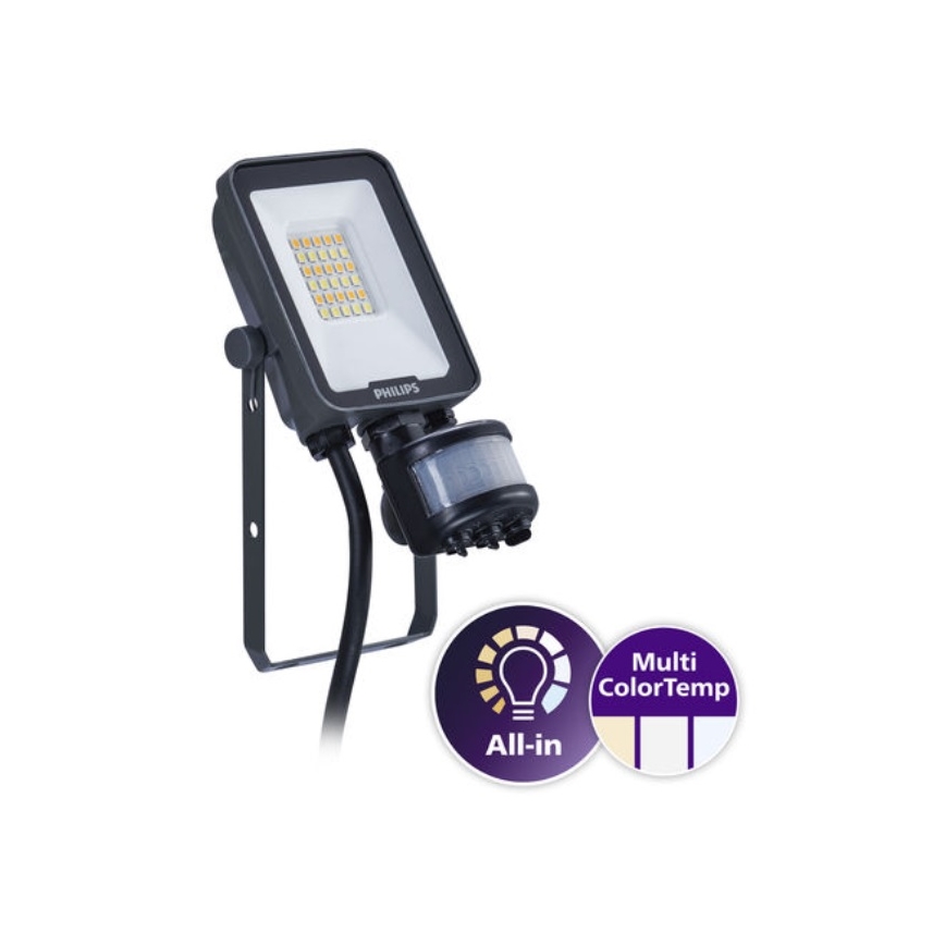 Philips - Proiector LED cu senzor de mișcare și de amurg LEDINAIRE ALL-IN LED/10W/230V 3000/4000/6500K IP65