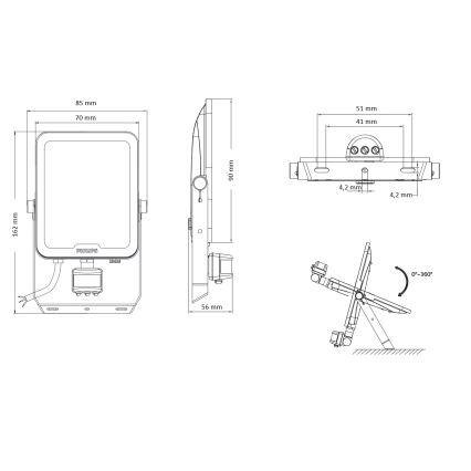 Philips - Proiector LED cu senzor de mișcare și de amurg LEDINAIRE ALL-IN LED/10W/230V 3000/4000/6500K IP65
