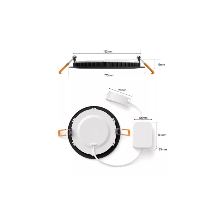 Philips - LED RGBW lampă încastrată reglabilă pentru baie Hue SLIM LED/12W/230V 1000-20000K negru IP44