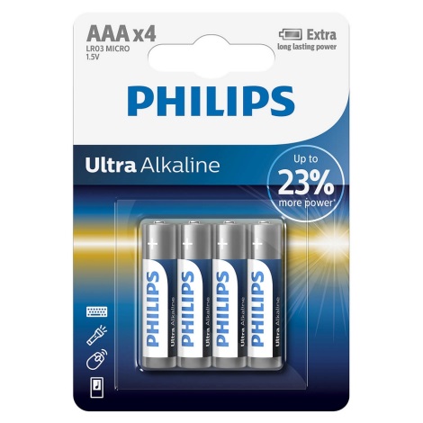 Philips LR03E4B/10 - 4 buc Baterie alcalina AAA ULTRA ALKALINE 1,5V