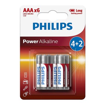 Philips LR03P6BP/10 - 6 buc Baterie alcalina AAA POWER ALKALINE 1,5V 1150mAh