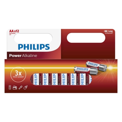 Philips LR6P12W/10 - 12 buc Baterie alcalina AA POWER ALKALINE 1,5V