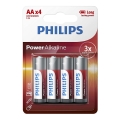 Philips LR6P4B/10 - 4 bucăți Baterii alcaline AA POWER ALKALINE 1,5V 2600mAh