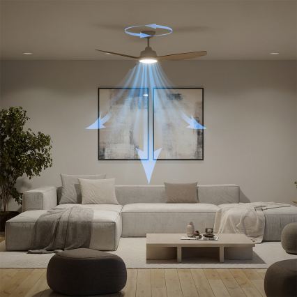 Philips - Ventilator de tavan LED dimabil OLAS LED/24W/230V Ø 132 cm alb/maro + telecomandă