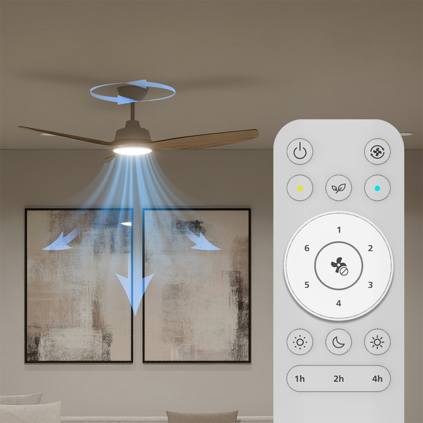 Philips - Ventilator de tavan LED dimabil OLAS LED/24W/230V Ø 132 cm alb/maro + telecomandă