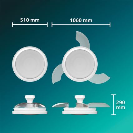 Philips - Plafonieră LED reglabilă cu ventilator BLISS LED/35W/230V, albă + telecomandă