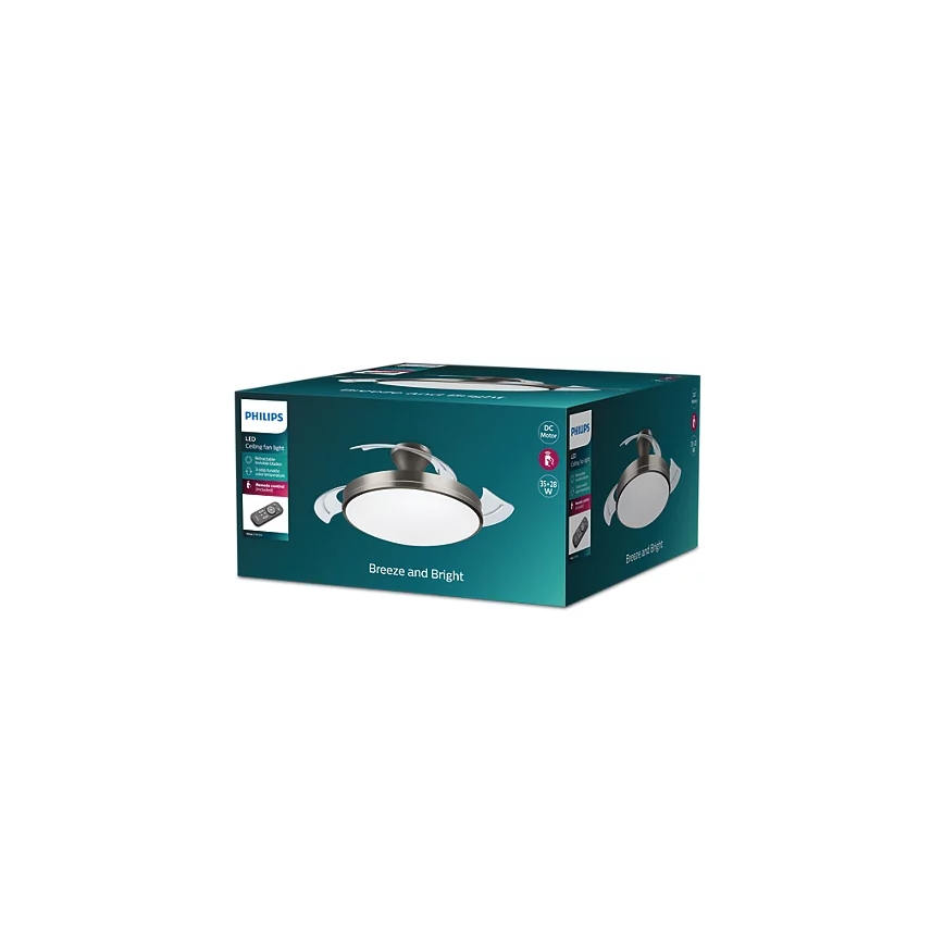 Philips - Plafonieră LED cu ventilator BLISS LED/35W/230V 5500/4000/2700K nichel + telecomandă