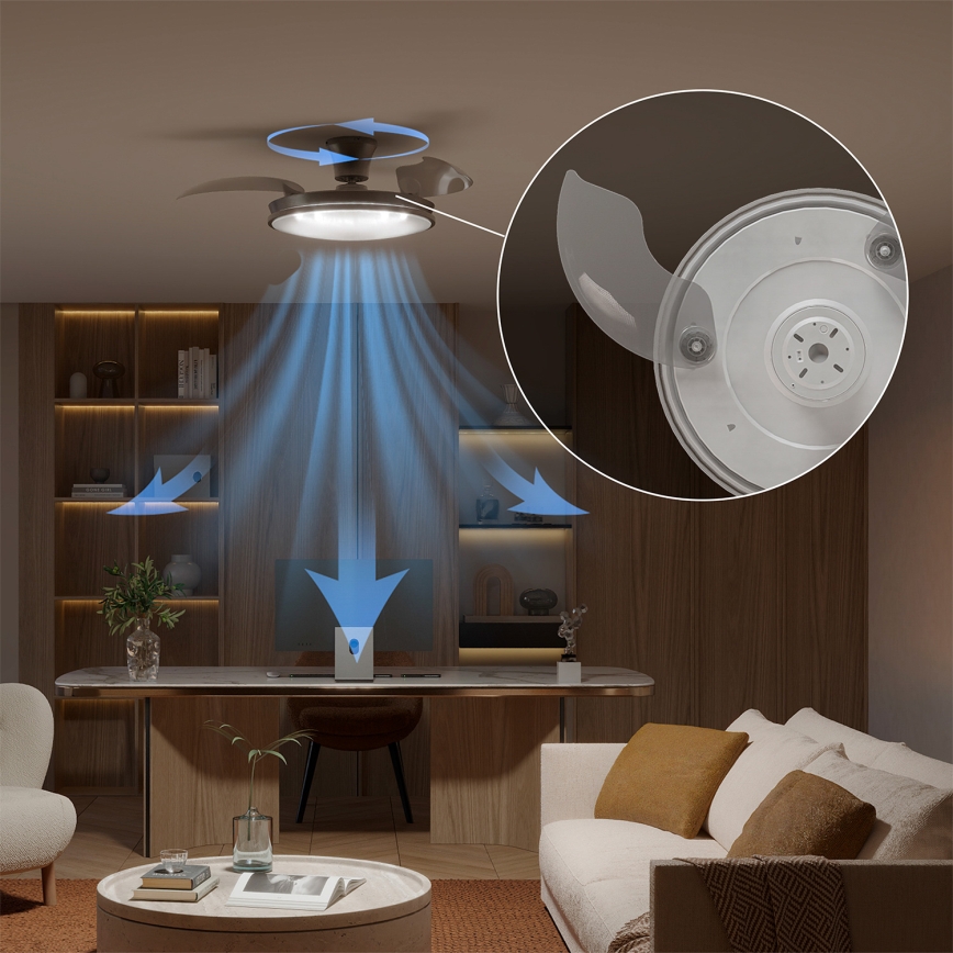 Philips - Plafonieră LED dimabilă cu ventilator ATLAS LED/35W/230V, crom mat + telecomandă