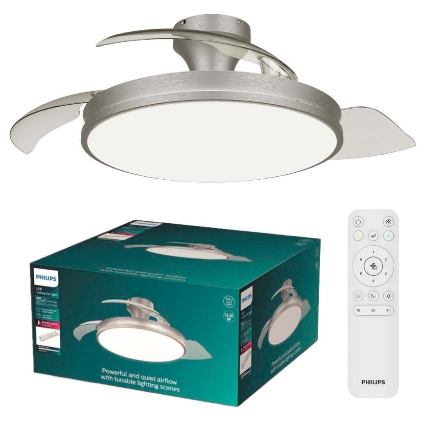 Philips - Plafonieră LED dimabilă cu ventilator ATLAS LED/35W/230V, crom mat + telecomandă