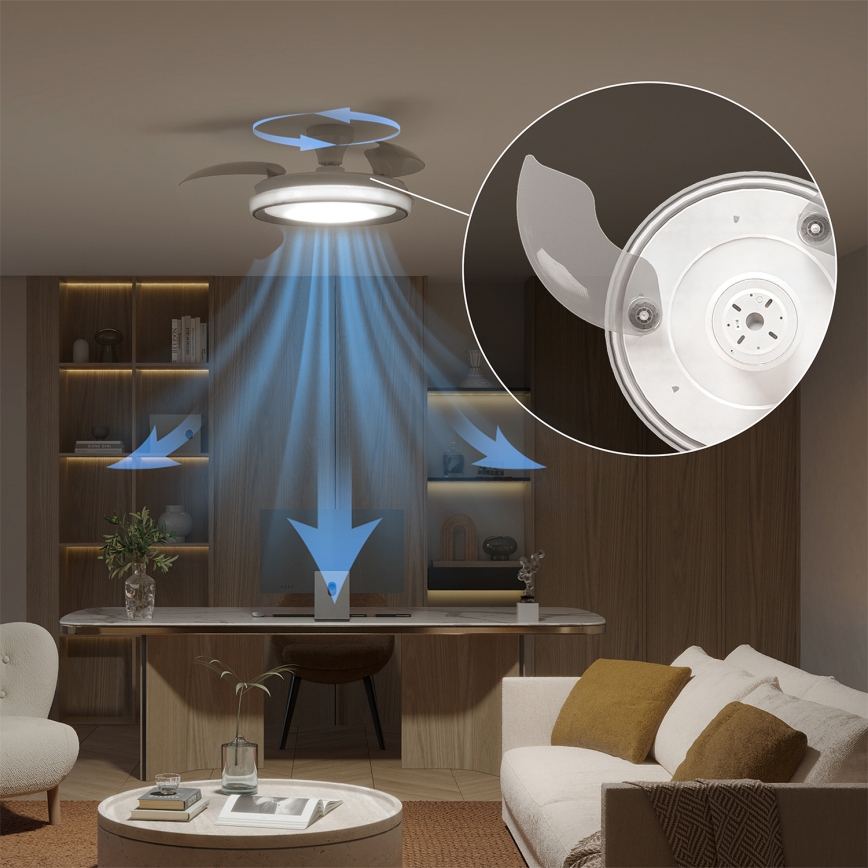 Philips - Plafonieră LED dimabilă cu ventilator BLISS LED/35W/230V, albă, cu telecomandă