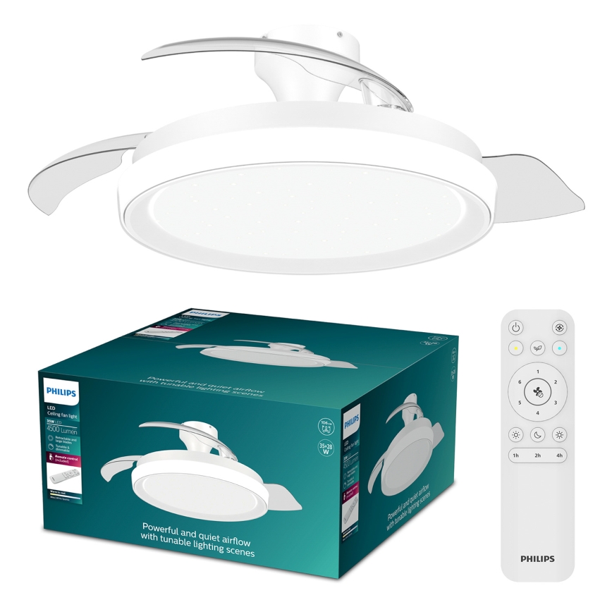 Philips - Plafonieră LED dimabilă cu ventilator BLISS LED/35W/230V, albă, cu telecomandă