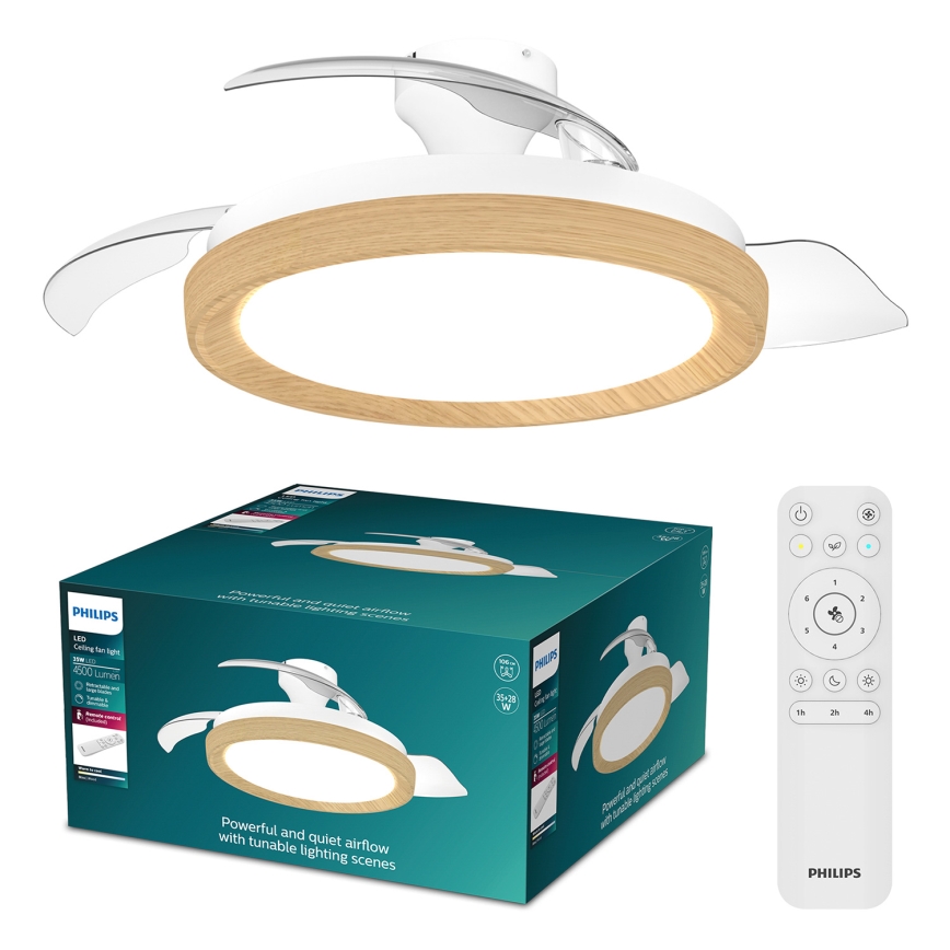 Philips - Plafonieră LED reglabilă cu ventilator BLISS LED/35W/230V maro + telecomandă
