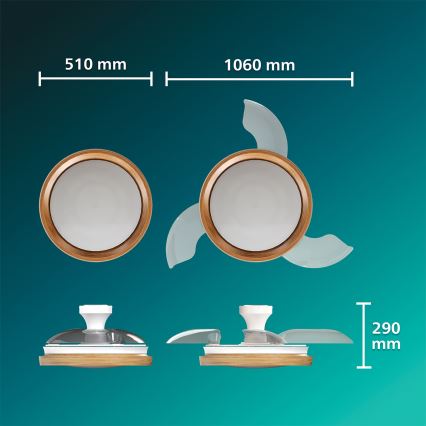 Philips - Plafonieră LED reglabilă cu ventilator BLISS LED/35W/230V maro + telecomandă