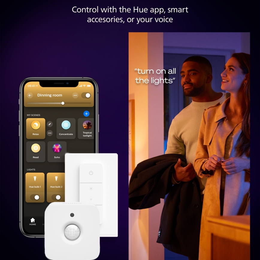 Philips Hue AURELLE - plafonieră LED dimabilă, 21W/230V, 2200-6500K, Ø 39,5 cm, neagră