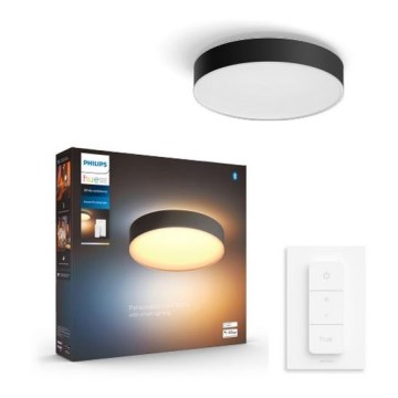 Philips - Plafonieră LED dimabilă Hue, LED 19,2 W, 230 V, 2200–6500 K, Ø 381 mm, negru, cu telecomandă