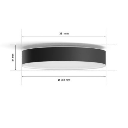 Philips - Plafonieră LED dimabilă Hue, LED 19,2 W, 230 V, 2200–6500 K, Ø 381 mm, negru, cu telecomandă