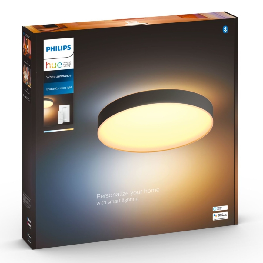 Philips Hue - Plafonieră LED dimerizabilă, 48W/230V, 2200-6500K, Ø 551 mm, neagră + telecomandă