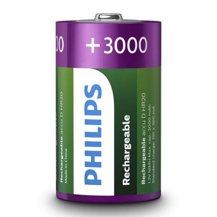 Philips R20B2A300/10 - 2 buc Baterie reincarcabila D MULTILIFE NiMH/1,2V/3000 mAh