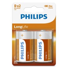 Philips R20L2B/10 - 2 buc Baterie clorura de zinc D LONGLIFE 1,5V