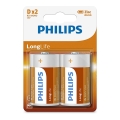Philips R20L2B/10 - 2 bucăți Baterie cu clorură de zinc D LONGLIFE 1,5V 5000mAh
