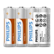Philips R6L4F/10 - 4 buc Baterie clorura de zinc AA LONGLIFE 1,5V