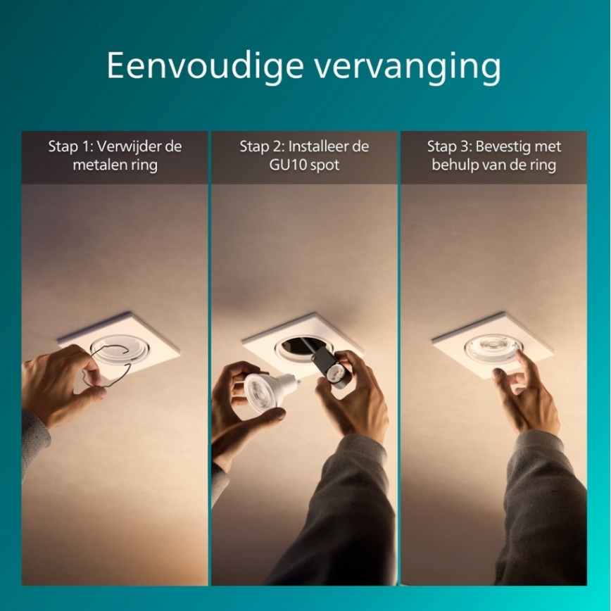 Philips - Set 3 spoturi încastrate PERIDOT 1xGU10/7W/230V, alb