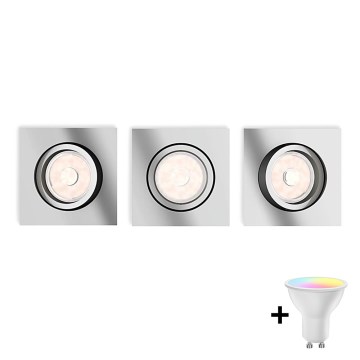Philips - Set 3x corp încastrat LED RGBW dimmabil DONEGAL 1xGU10/4,8W/230V + telecomandă