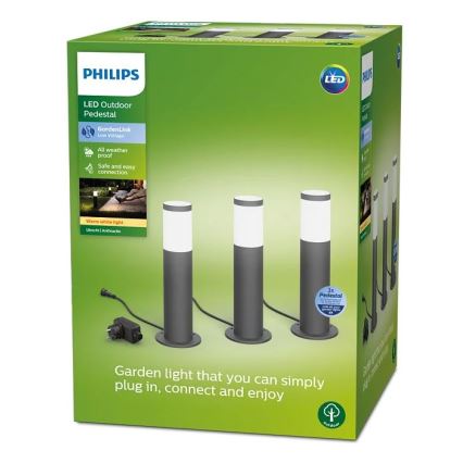 Philips - SET 3x Lampă LED de exterior GARDENLINK LED/24W/230V 2700K IP44