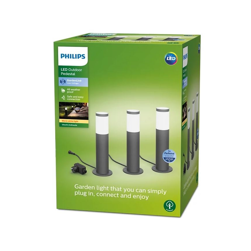 Philips - SET 3x Lampă LED de exterior GARDENLINK LED/24W/230V 2700K IP44