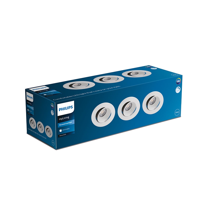 Philips - SET 3x LED Plafonieră pentru baie cu intensitate reglabilă ABROSA LED/9W/230V IP44