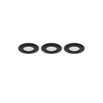 Philips - Set de 3 corpuri de iluminat LED RGBW, reglabile, încastrate pentru baie Hue SLIM, LED/8,3W/230V, 1000-20000K, negru P44