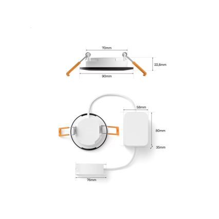 Philips - Set de 3 corpuri de iluminat LED RGBW, reglabile, încastrate pentru baie Hue SLIM, LED/8,3W/230V, 1000-20000K, negru P44