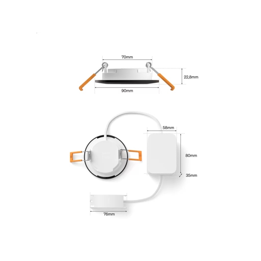 Philips - Set de 3 corpuri de iluminat LED RGBW, reglabile, încastrate pentru baie Hue SLIM, LED/8,3W/230V, 1000-20000K, negru P44