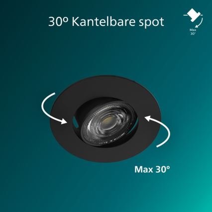 Philips - Set de 3 spoturi LED încastrate reglabile CILANTRO LED/5W/230V 4000K negru
