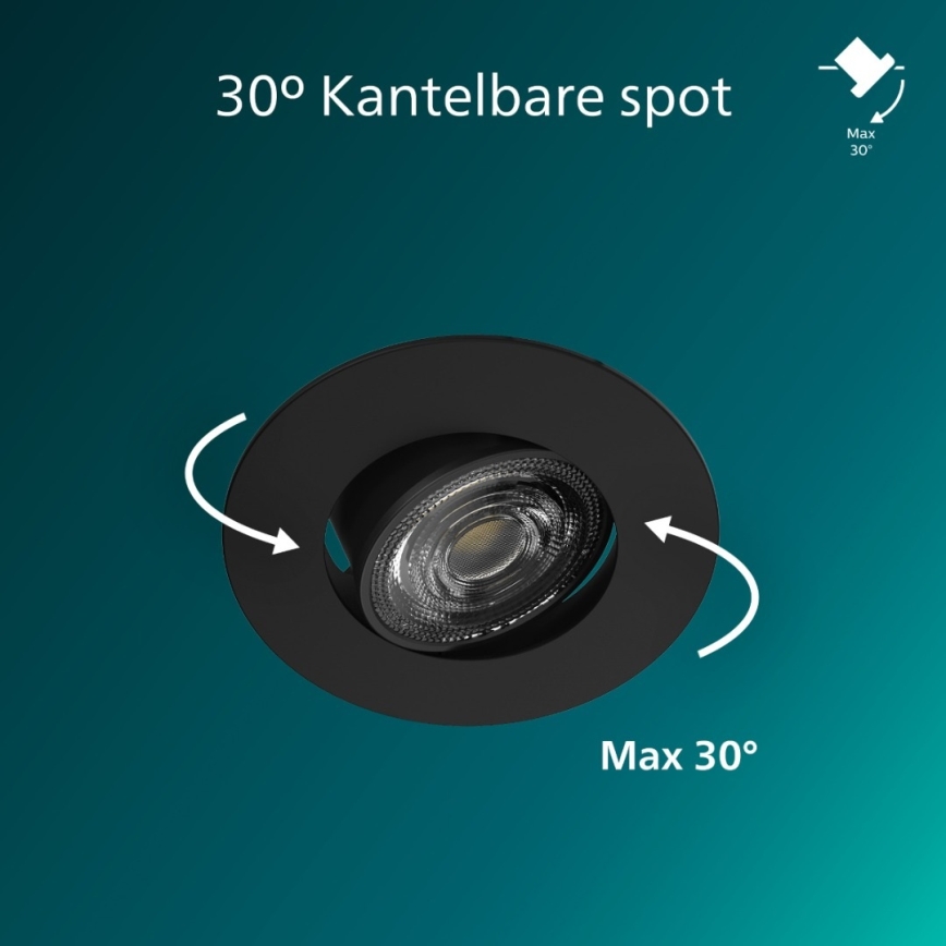 Philips - Set de 3 spoturi LED încastrate reglabile CILANTRO LED/5W/230V 4000K negru