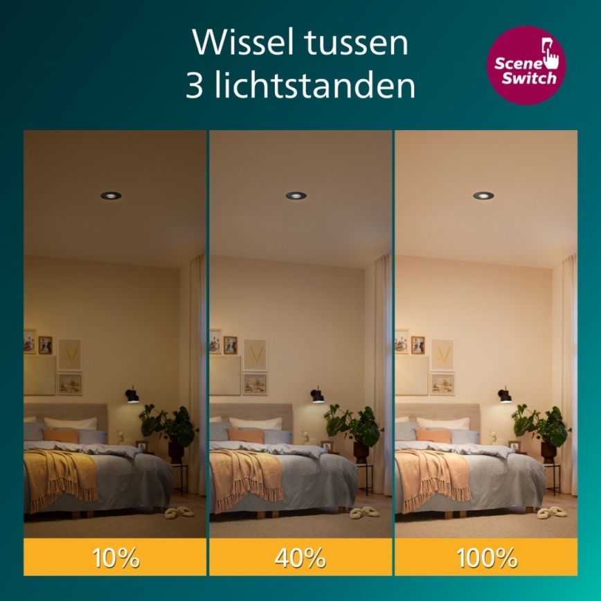 Philips - Set de 3 spoturi LED încastrate reglabile CILANTRO LED/5W/230V 4000K negru