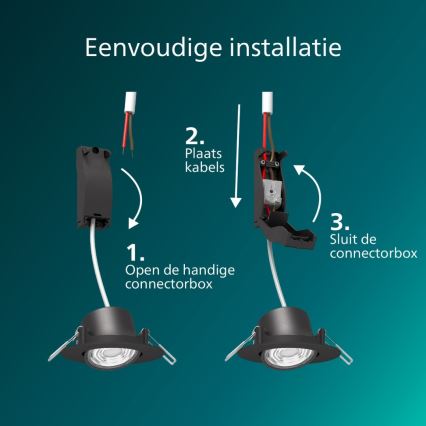 Philips - Set de 3 spoturi LED încastrate reglabile CILANTRO LED/5W/230V 4000K negru